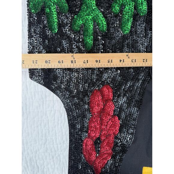 Vintage JK Vest XL Black Sequin Western Cowboy Chili Pepper Cactus 90s - Picture 5 of 7